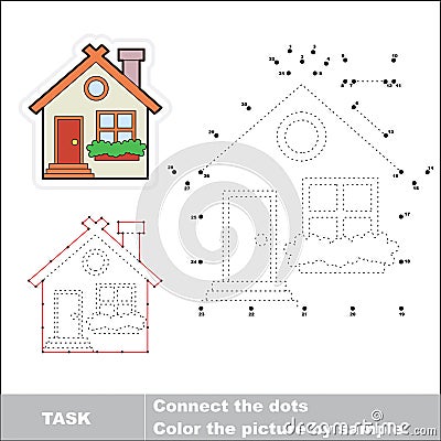 Vector numbers game. Cute house to be traced. Vector Illustration