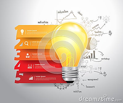 Vector numbers step options with lightbulb ideas Vector Illustration