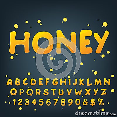 Vector numbers and symbols made of honey. Vector Illustration