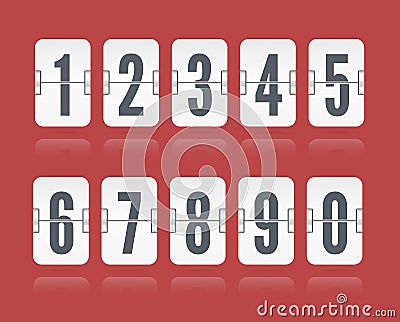 Vector numeric flip scoreboard with reflections floating for white countdown timer or web page watch or calendar Vector Illustration