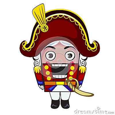 Vector Nutcracker toy in red suit Vector Illustration