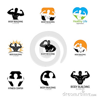 Vector object and Icons for Sport Label Gym Badge Fitness Logo Design Vector Illustration