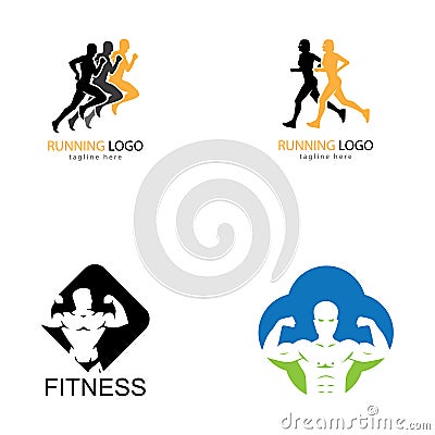 Vector object and Icons for Sport Label Gym Badge Fitness Logo Design Vector Illustration