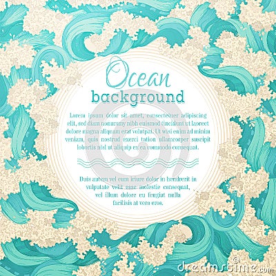 Vector ocean background. Cartoon Illustration