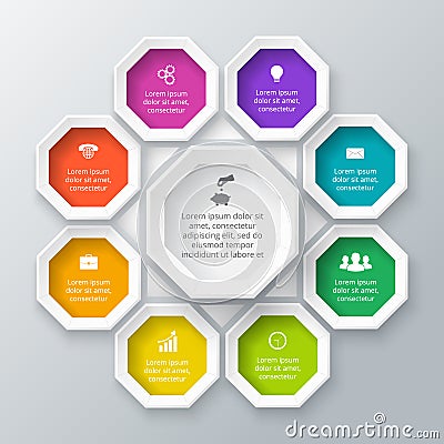 Vector octagon element for infographic. Vector Illustration