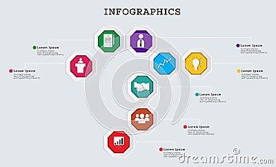 Vector Octagon infographic. Can use for business template.modern template Vector Illustration