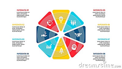 Vector octagon infographic with 8 options for presentation Vector Illustration