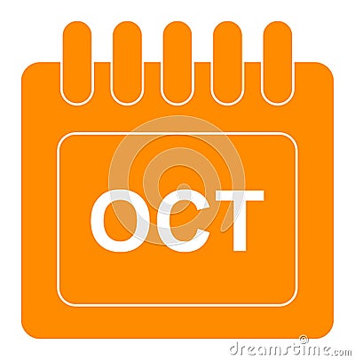 Vector october on monthly calendar orange icon Vector Illustration