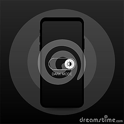 Vector On Off Switch. Dark and Light Mode Switcher for Phone Screens. Toggle Element for Mobile App Vector Illustration