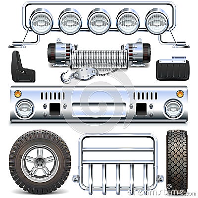 Vector Offroad Car Spares Vector Illustration