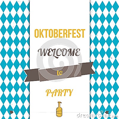 Vector Oktoberfest poster with Bavarian flag in Vector Illustration