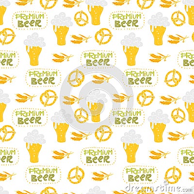 Vector Oktoberfest seamless pattern beer fast illustration Vector Illustration