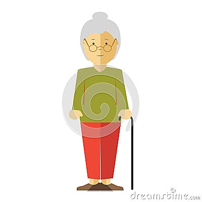 Vector old lady or grandmother. Vector Illustration