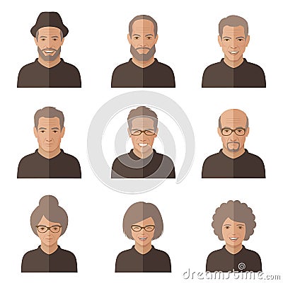 Vector old people face. Vector Illustration