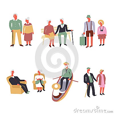 Vector old people fun leisure and sport activity Vector Illustration