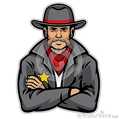 Old style sheriff posing Vector Illustration