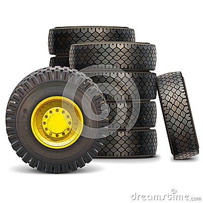 Vector Old Tractor Wheel Set Vector Illustration