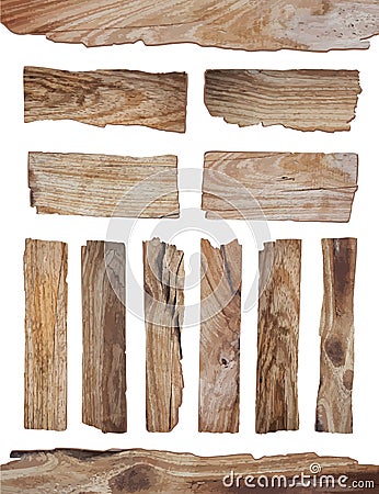 Vector old Wood plank on white background Vector Illustration