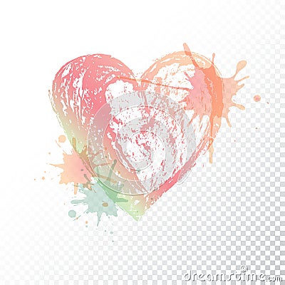 Vector ombre print. Watercolor heart Vector Illustration