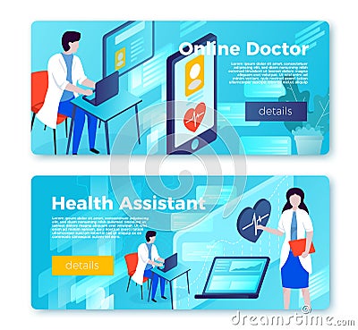 Vector online health consulting banner templates Vector Illustration