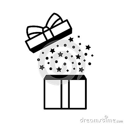 Vector of open gift box icon, Simple outline flat design isolated on white background. Vector Illustration