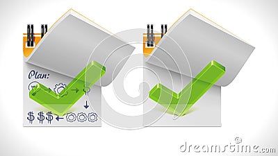 Vector open notepad with check mark XXL icon Vector Illustration