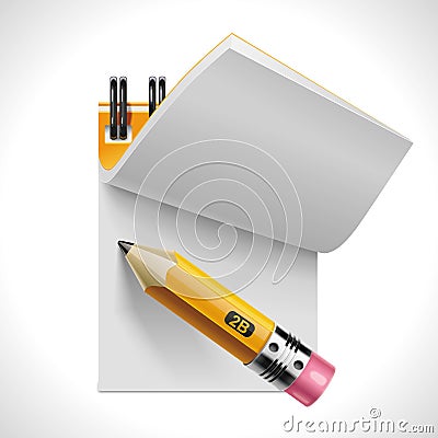 Vector open notepad with pencil XXL icon Vector Illustration