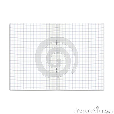 Vector opened realistic graph or quad ruled school copybook with red margins Vector Illustration