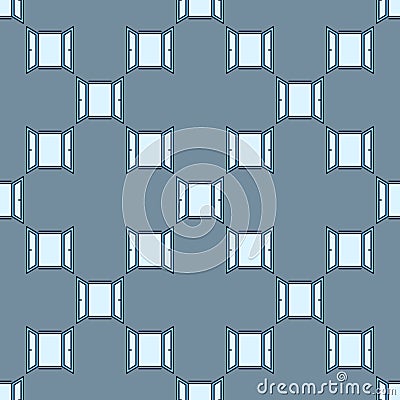 Vector Opened Window simple colored seamless pattern Stock Photo