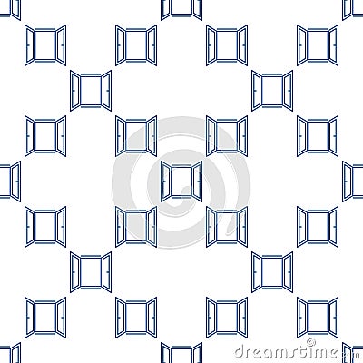 Vector Opened Window simple seamless pattern in thin line style Stock Photo