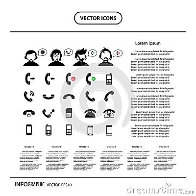 Operator customer support and basic phone info graphic icon Vector Illustration
