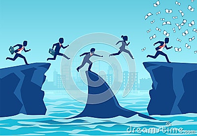 Vector of opportunistic business people taking advantage of difficult economic times Stock Photo