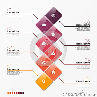 Vector 8 option infographic template with squares Vector Illustration