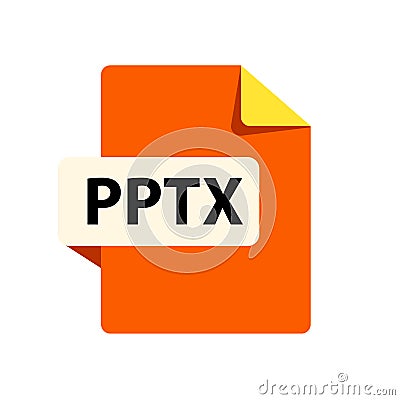Vector orange icon PPTx. File format extensions icon. Vector Illustration