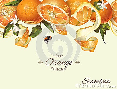 Vector orange seamless banner. Stock Photo