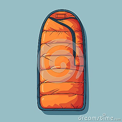 Vector of an orange sleeping bag on a blue background Vector Illustration