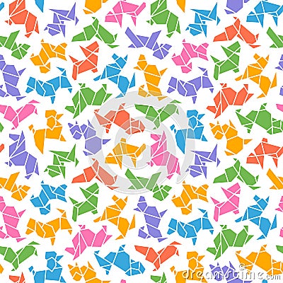 Vector Origami Dog Seamless Background Vector Illustration