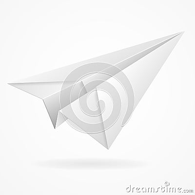 Vector origami paper airplane on white Vector Illustration