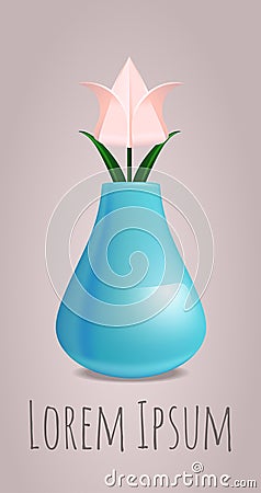 Vector origami paper flower in a vase Vector Illustration