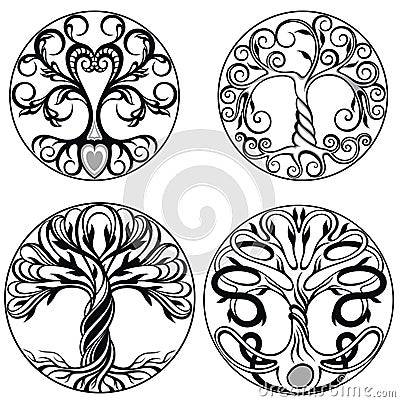 Vector ornament, decorative Celtic trees Vector Illustration