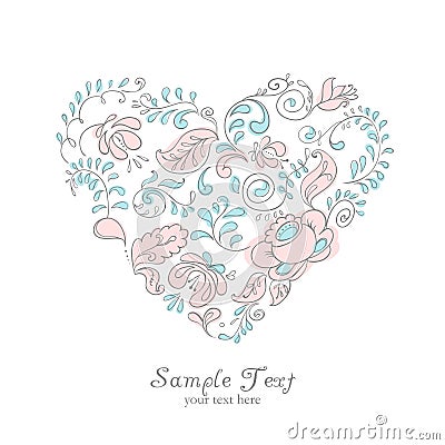 Vector Ornament Heart. Colorful flowers Vector Illustration