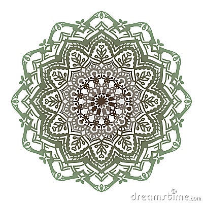 Vector abstract green brown twelve-pointed mandala. Vector Illustration