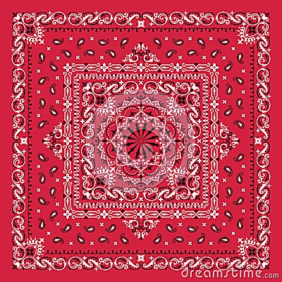 Vector ornament paisley Bandana Print. Silk neck scarf or kerchief square pattern design style, best motive for print on Vector Illustration