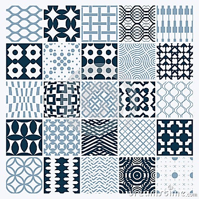 Vector ornamental black and white seamless backdrops set, geometric patterns Vector Illustration