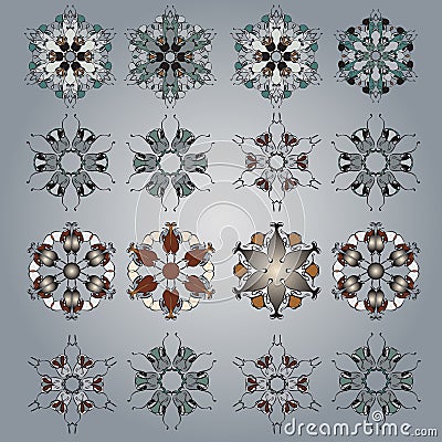 Vector ornamental Mandala set. Round pattern. Circle Tattoo Vector Illustration