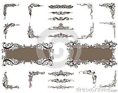 Vector ornaments corners borders set Vector Illustration