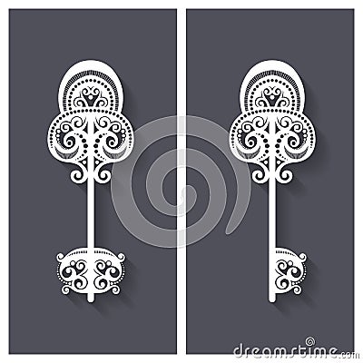 Vector Ornate Antique Key Vector Illustration