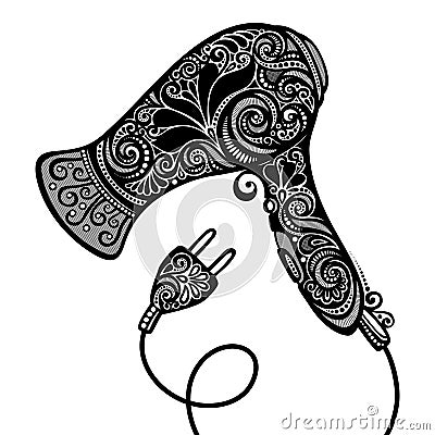 Vector Ornate Hairdryer Vector Illustration