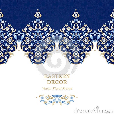 Vector ornate seamless border in Eastern style. Vector Illustration