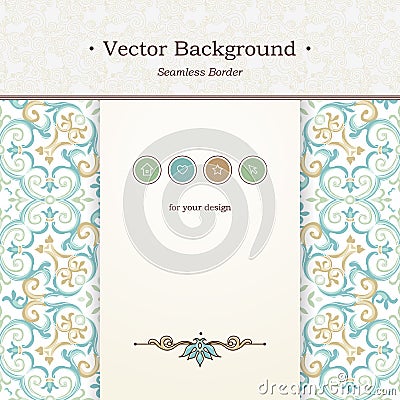 Vector ornate seamless border in Victorian style. Vector Illustration